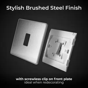 BG Evolve 20A Single Wall Light Switch, 2 Way, Screwless Brushed Steel