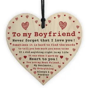 Boyfriend Gift For Anniversary Valentines Day Wood Heart Soulmate Gifts For Him