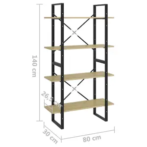 Berkfield 4-Tier Book Cabinet Sonoma Oak 80x30x140 cm Engineered Wood