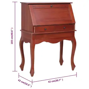 Berkfield Secretary Desk Brown 78x42x103 cm Solid Mahogany Wood