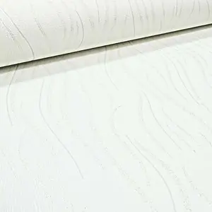 Plain White Subtle Silver Glitter Wave Textured Wallpaper Paste the Wall Vinyl