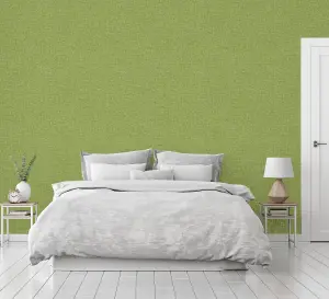 Arthouse Linen Texture Moss Green Wallpaper