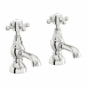 Nes Home Churchill Edwardian Traditional Hot & Cold Twin Basin Taps Chrome