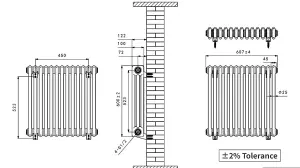 Right Radiators 600x607 mm Horizontal Traditional 3 Column Cast Iron Style Radiator White