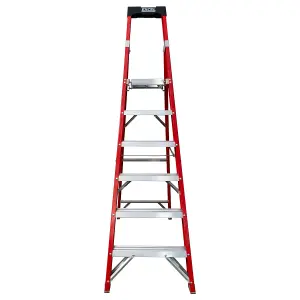 Excel Electricians Fibreglass Platform Step Ladder 6 Tread 2.04m EN131