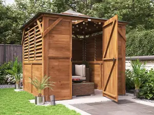 Dunster House Wooden Gazebo with Sides Erin 2.5m x 2.5m Enclosed Louvre Panels Garden Shelter with Roof Felt