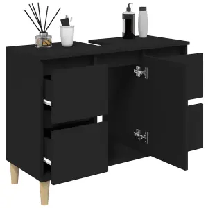 Berkfield Sink Cabinet Black 80x33x60 cm Engineered Wood