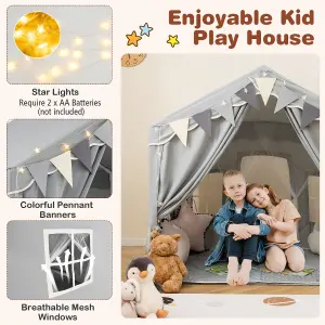 COSTWAY Kids Play Tent with Mat Indoor Toddler Teepee House 2 Opening Doors