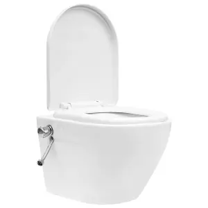 Berkfield Wall Hung Rimless Toilet with Bidet Function Ceramic White