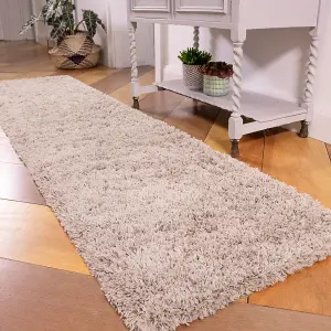 Beige Thick Soft Shaggy Runner Rug 60x240cm