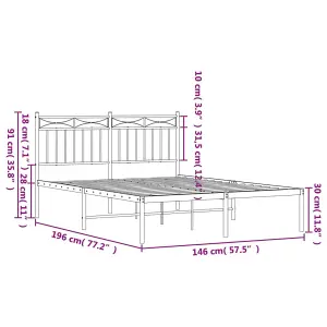 Berkfield Metal Bed Frame with Headboard Black 140x190 cm