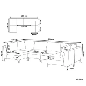 6 Seater U-Shaped Modular Velvet Sofa Grey EVJA