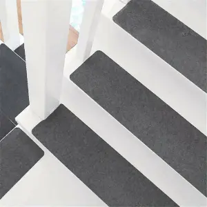 14 Pcs Anti Slippery Stair Tread Carpet for Wooden Steps, Self Adhesive Stair Treads Mat, Dark Grey, L55 x W20 cm