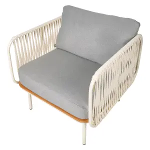 Garden Armchair with Ottoman SENISE Metal Grey