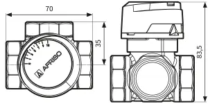Afriso 3-way 1" Inch BSP Female DN25 Universal Mixing Valve Heating Cooling Systems