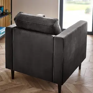 Furniturebox UK Jolene Dark Grey Velvet Armchair