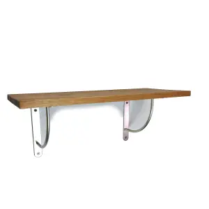 Solid Pine Rustical Shelf Medium Oak with LUK02 Bracket 25x100cm