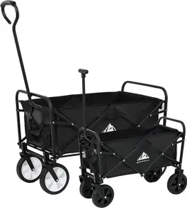 Black Mini Foldable Garden Festival Trolley Camping Folding Cart Wagon Truck Wheelbarrow