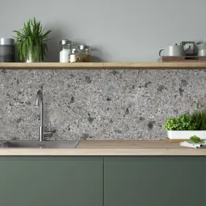 Splashwall Grey Terrazzo effect Aluminium Splashback, (H)800mm (W)900mm (T)4mm