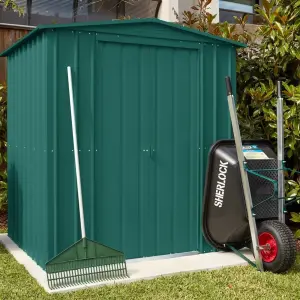 Globel 6x5ft Apex Metal Garden Shed - Green