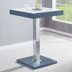 Topaz Glass White Grey Bar Table 2 Copez White Grey Stools