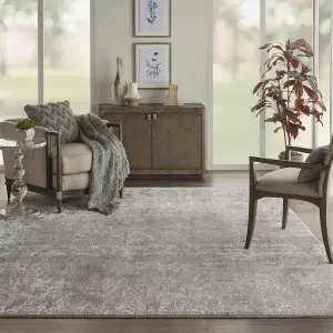 Silver Modern Easy to Clean Floral Optical/ (3D) Rug For Dining Room Bedroom Living Room-66 X 229cm (Runner)