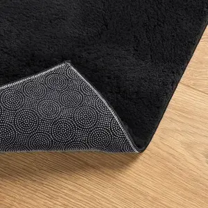 Rug HUARTE Short Pile Soft and Washable Black 80x250 cm