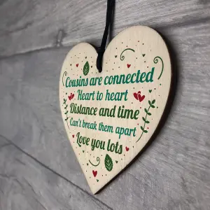 Red Ocean Birthday Christmas Gift For Cousin Wooden Heart Family Friendship Keepsake Plaque