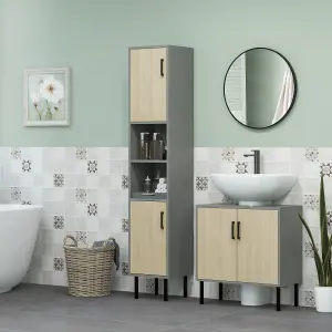 kleankin Tall Bathroom Storage Cabinet, Slim Floor Cabinet for Living Room