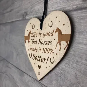 Funny Friendship Gift Horse Gifts For Women Wooden Heartn Stable Accessory Wall Door Sign