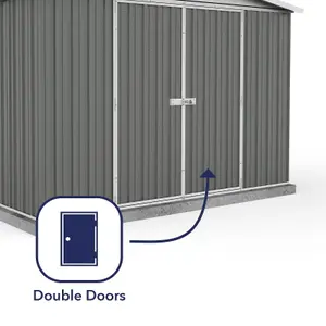 Absco 10ft x 7ft Metal Garden Storage Shed Apex Grey Outdoor Building Single Door