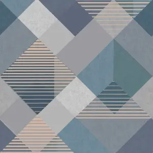 Superfresco Easy Kaleidoscope Geometric Denim Wallpaper