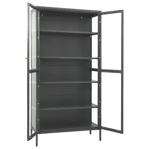 Berkfield Display Cabinet Anthracite 90x40x180 cm Steel and Tempered Glass