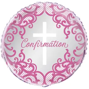 Unique Party Cross Confirmation Foil Balloon White/Pink (One Size)