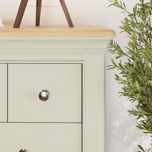 8 Drawer Chest Of Drawers Solid Painted Oak Sage Green Ready Assembled