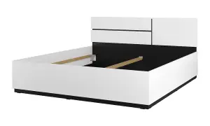 Kross EU Super King Bed Frame in Crisp White - 180x200cm Luxurious Sleep Solution with Dual Headboard Options