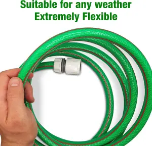 Premium Garden Hose with 2 Hose Connectors- Flexible Hose for All Seasons Use-6-Layer PVC Hose with Reinforcement -3m Pressure Hos