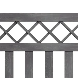 3x3ft Outdoor Grey Cross Top Garden Wooden Gate Fence Patio Gate