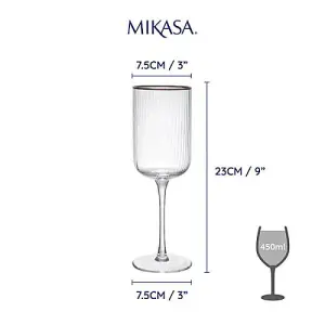 Mikasa Sorrento Ridged Crystal Set of 4 450ml Red Wine Glasses