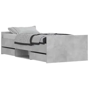 Berkfield Bed Frame with Headboard and Footboard Concrete Grey 90x200 cm