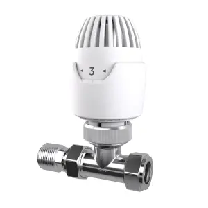 Drayton 08 09 115 White Straight Thermostatic Radiator valve (Dia)15mm