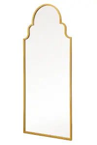 MirrorOutlet Crown Arcus - Full Length Gold Framed Arched Leaner / Wall Mirror 71" X 28 (180CM X 70CM)