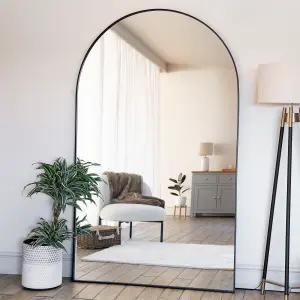 Jobu home - Akiko - Full Length Black Metal Arched Mirror - 200cm x 120cm