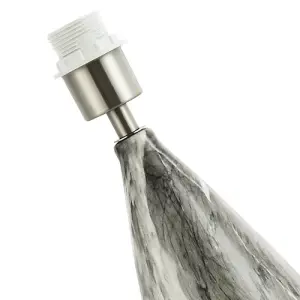 Marble Effect Ceramic Table Lamp Base with Grey Gloss Glazing and Chrome Trim