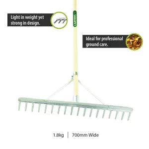 Pegdev - PDL - 18 Tooth Aluminium Landscape Rake with Leaf Scoop Grab & Gardening Gloves (Med/Large) - Garden Tool Set.