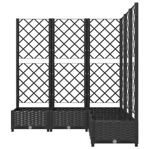 Berkfield Garden Planter with Trellis Black 120x120x121.5 cm PP