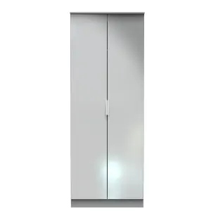 Poole 2 Door Wardrobe in Uniform Grey Gloss & Dusk Grey (Ready Assembled)