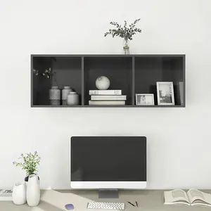 Berkfield Wall-mounted TV Cabinet High Gloss Grey 37x37x107 cm Engineered Wood