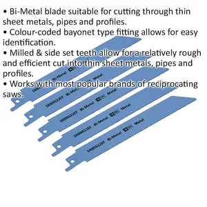 5 Pack 150mm Bi-Metal Reciprocating Saw Blades for Metal Cutting - 18 TPI