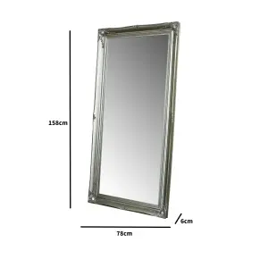 Melody Maison Large Silver Ornate Wall/Floor Mirror 158cm x 78cm